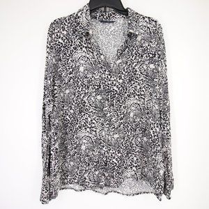 La Belle Animal Print Blouse Good Condition Long Sleeve Button Up Size XL
